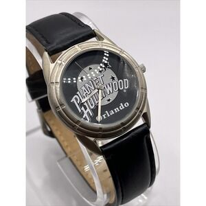 Planet Hollywood Orlando by Fossil Watch Black Dial & Leather Band- New Battery